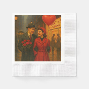 Servilleta De Papel Pareja vintage del Día de San Valentín