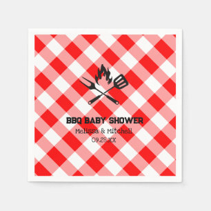 Servilleta De Papel Parejas BBBQ baby ducha rojo plaid gingham