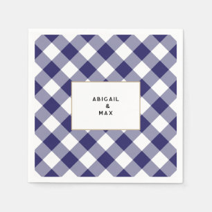 Servilleta De Papel Parejas Blue Gingham Couples Ducha Cocktail