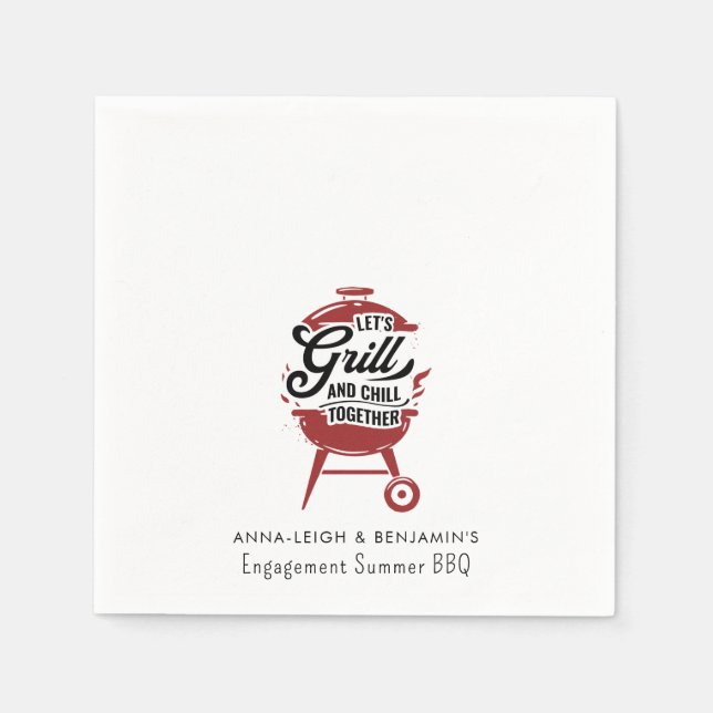 Servilleta De Papel Parejas de compromiso personalizado BBQ Rústico Gr (Anverso)