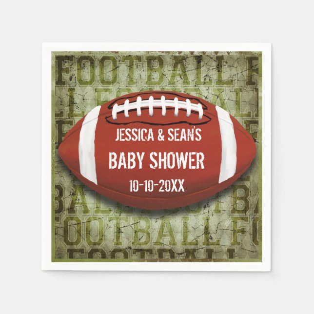 Servilleta De Papel Parejas Fútbol Baby Shower Green Grunge (Anverso)