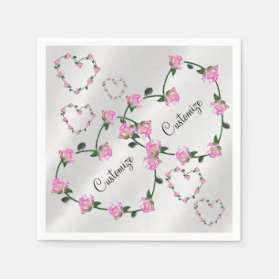 Servilleta De Papel Parejas personalizadas Rosas rosas rosadas