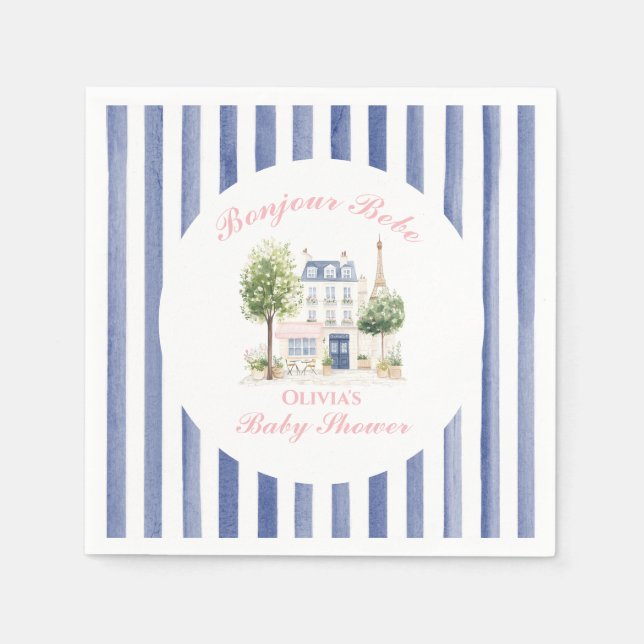 Servilleta De Papel Paris Baby Shower Parisian Cafe Tea Fiesta (Anverso)
