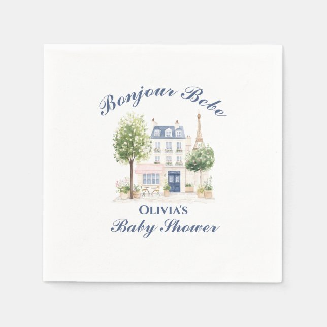 Servilleta De Papel Paris Baby Shower Parisian Cafe Tea Fiesta (Anverso)