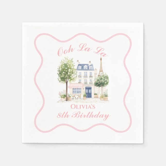 Servilleta De Papel Paris Birthday Parisian Cafe Tea Fiesta (Anverso)
