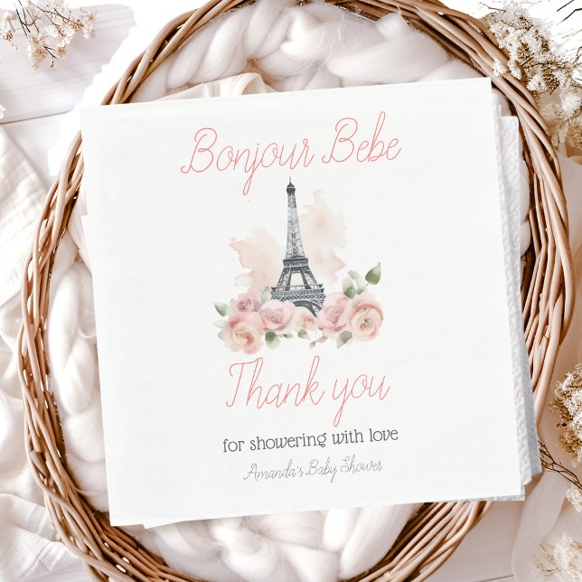 Servilleta De Papel Paris Bonjour Bebe Paris Floral Baby Shower (Subido por el creador)
