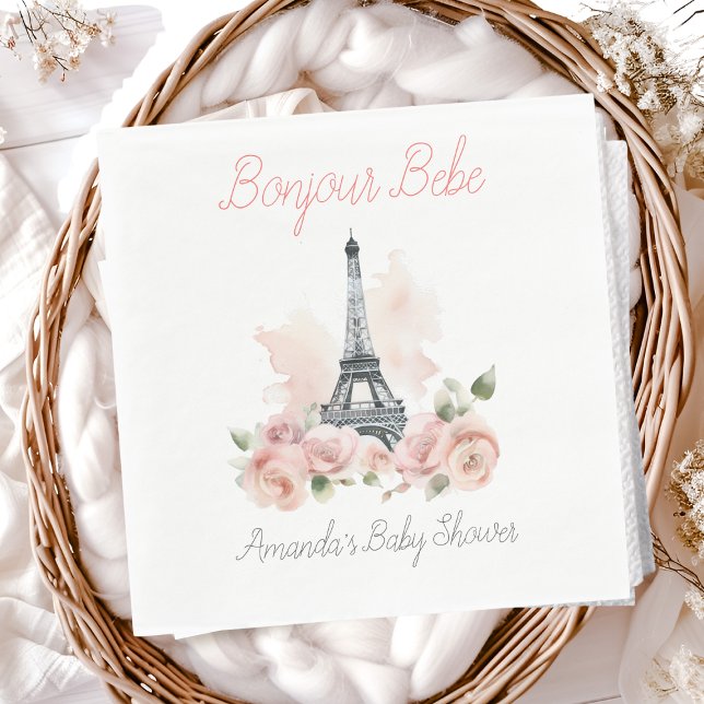 Servilleta De Papel Paris Bonjour Bebe Paris Floral Baby Shower (Subido por el creador)