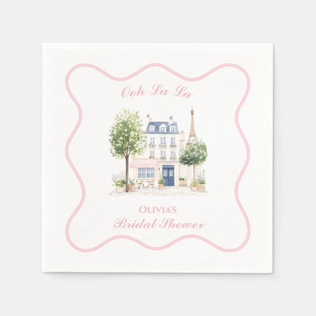 Servilleta De Papel Paris Bridal Shower Parisian Cafe (Anverso)