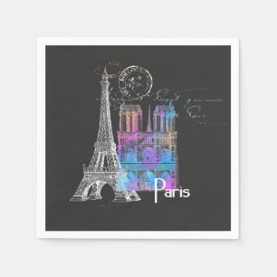 Servilleta De Papel Paris Eiffel Notre Dame Rainbow French Napkin