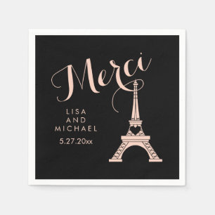 Servilleta De Papel Paris Eiffel Tower Boda Black and Pink Merci