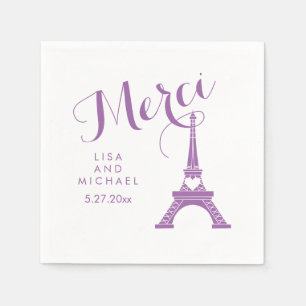 Servilleta De Papel Paris Eiffel Tower Boda Purple MGracias