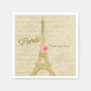 Servilleta De Papel Paris Eiffel Tower Gold & Pink Elegant Napkins