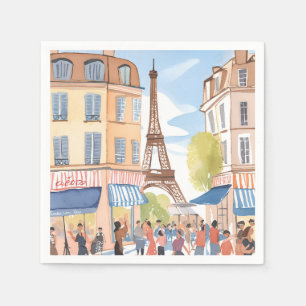 Servilleta De Papel París Francia Torre Eiffel Acuarela Viajes