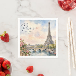 Servilleta De Papel París Francia Torre Eiffel río Sena