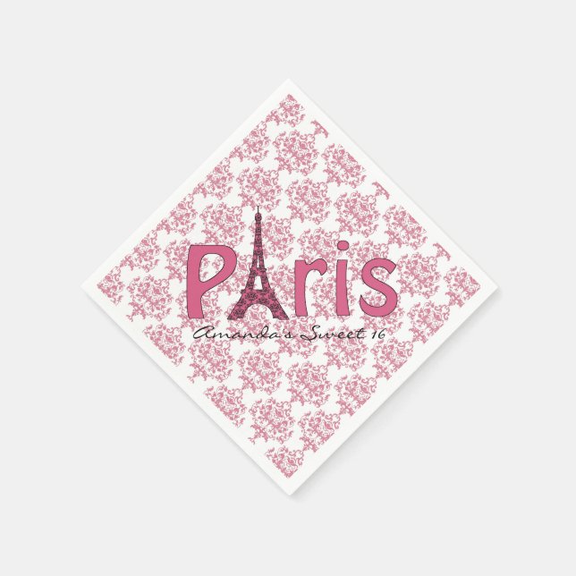 Servilleta De Papel Paris Sweet 16 Napkins Damask Birthday (Borde)