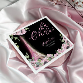 Servilleta De Papel Parisian Black Pink Floral Paper Napkin