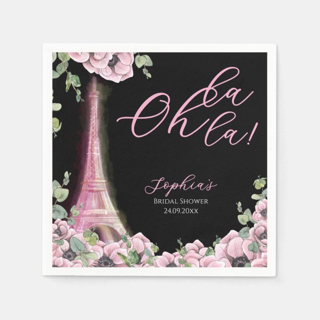 Servilleta De Papel Parisian Oh La La Bridal Shower (Anverso)