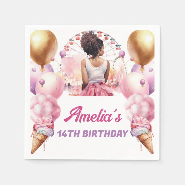 Servilleta De Papel Parque de diversiones Cumpleaños Africano-Estadoun (Anverso)