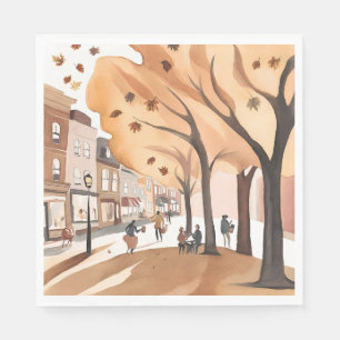 Servilleta De Papel Parque de la Ciudad de Otoño Aquarela de Follaje