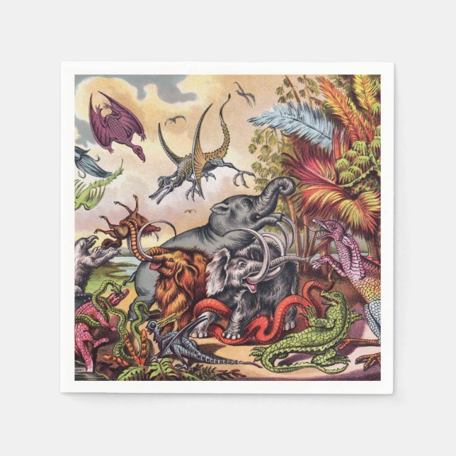 Servilleta De Papel Parque infantil prehistórico (Anverso)