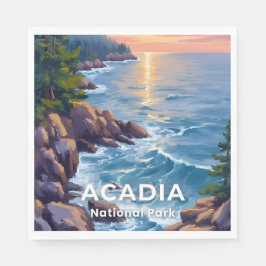 Servilleta De Papel Parque Nacional Acadia | Arte de Viaje Pintura Mai