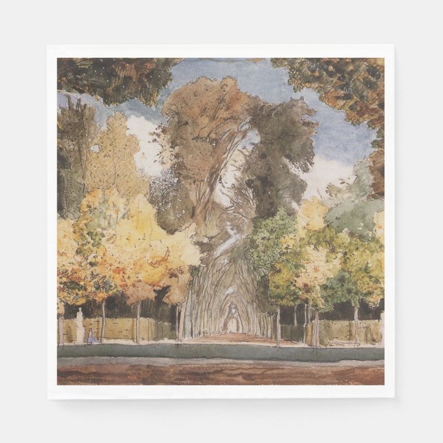Servilleta De Papel Parque Versailles en otoño (por Konstantin Somov) (Anverso)