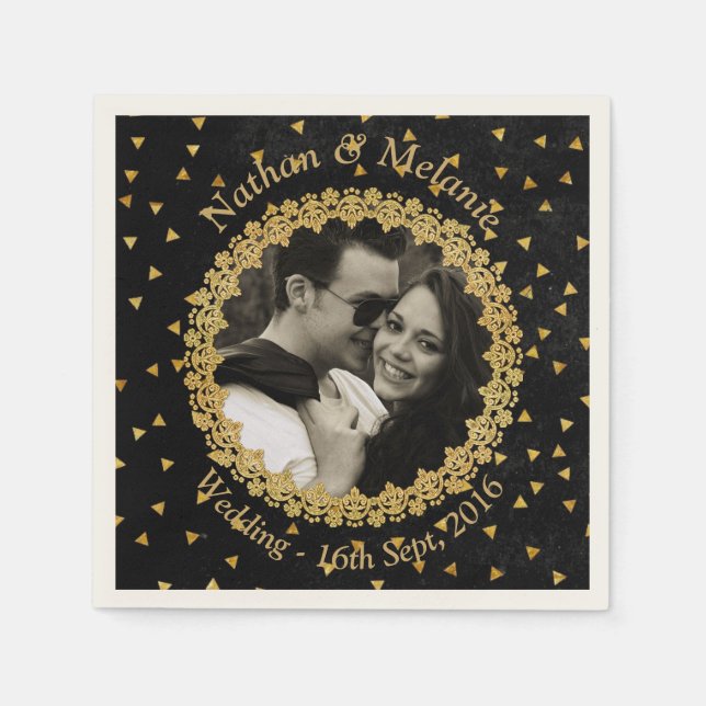 Servilleta De Papel Parques de oro y negro (Anverso)