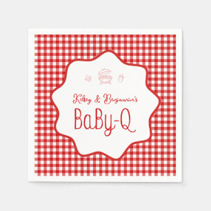 Servilleta De Papel Parrillada de cuadros rojos Baby-Q Fiesta de bebé