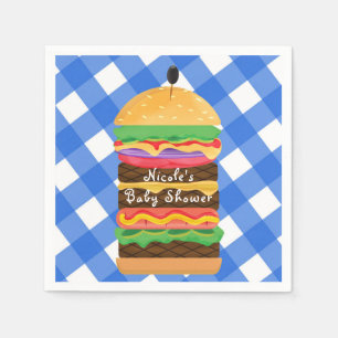Servilleta De Papel Parrillada de verano de hamburguesa azul Partido d