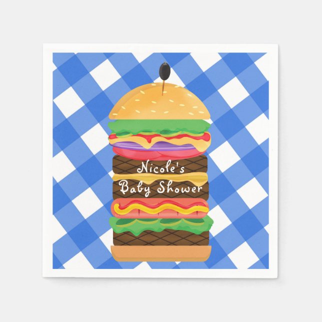 Servilleta De Papel Parrillada de verano de hamburguesa azul Partido d (Anverso)