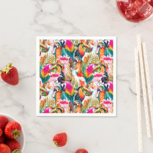 Servilleta De Papel Parrots & Palm Leaves