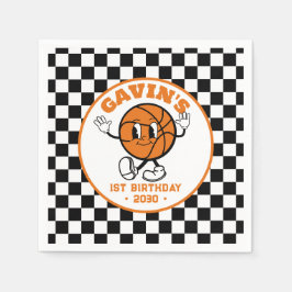 Servilleta De Papel Partida de cumpleaños de retro de baloncesto