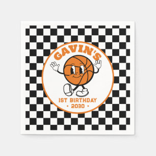 Servilleta De Papel Partida de cumpleaños de retro de baloncesto