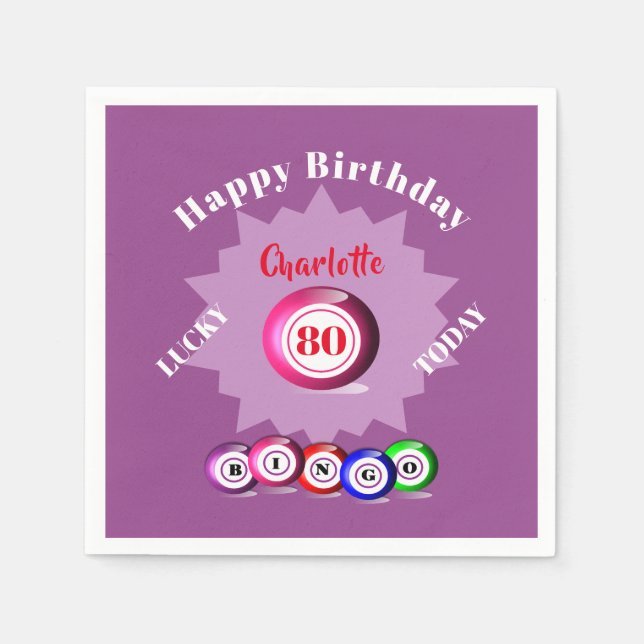 Servilleta De Papel Partida de cumpleaños temática de Bingo Personaliz (Anverso)