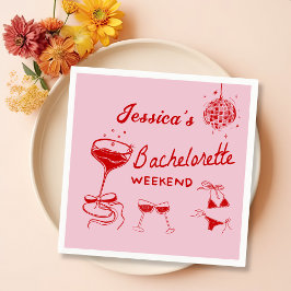 Servilleta De Papel Partido Bachelorette Red Disco Cocktail
