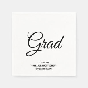 Servilleta De Papel Partido Blanco Minimalista de Graduación Moderna
