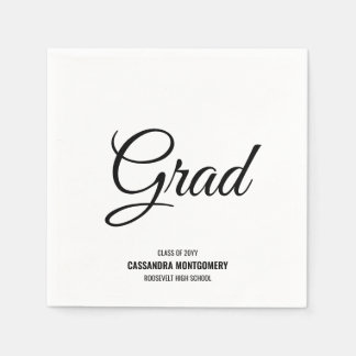 Servilleta De Papel Partido Blanco Minimalista de Graduación Moderna