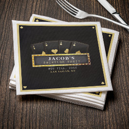 Servilleta De Papel Partido de Bachelor de Oro y Negro de Poker Aces