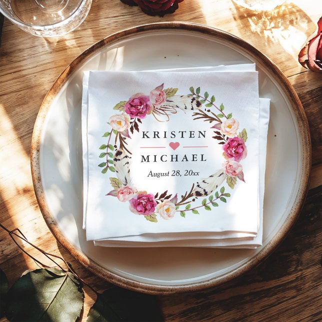 Servilleta De Papel Partido de Boho Rústico de Boda de Flores (Subido por el creador)
