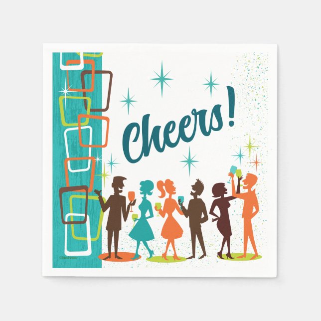 Servilleta De Papel Partido de compromiso de cócteles modernos de medi (Anverso)