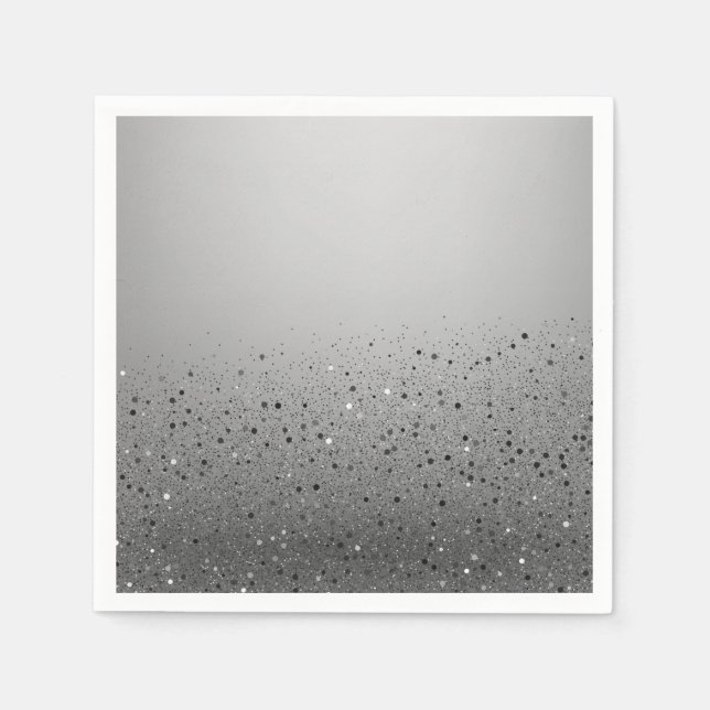 Servilleta De Papel Partido de cumpleaños 16 Silver Sparkly Purpurina  (Anverso)