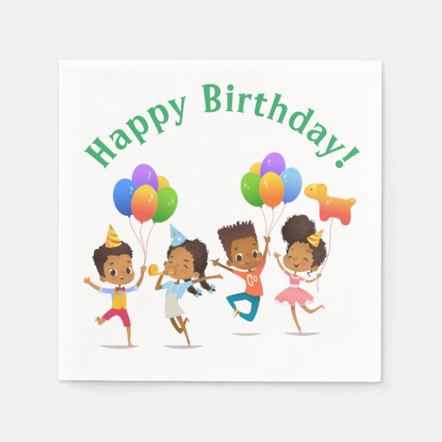 Servilleta De Papel Partido de Cumpleaños (Afroamericano) (Anverso)