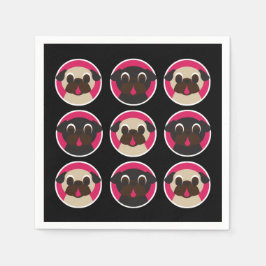 Servilleta De Papel Partido de cumpleaños Black and Fawn Pug Heads