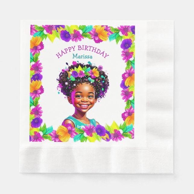 Servilleta De Papel Partido de cumpleaños Chica afroamericano personal (Anverso)