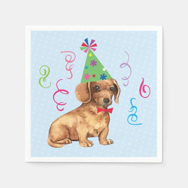 Servilleta De Papel Partido de Cumpleaños Dachshund (Anverso)