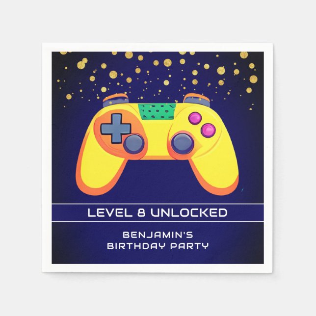 Servilleta De Papel Partido de Cumpleaños de la Arcada de Retro Gamer (Anverso)