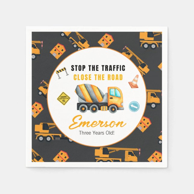 Servilleta De Papel Partido de Cumpleaños de la Construcción (Anverso)