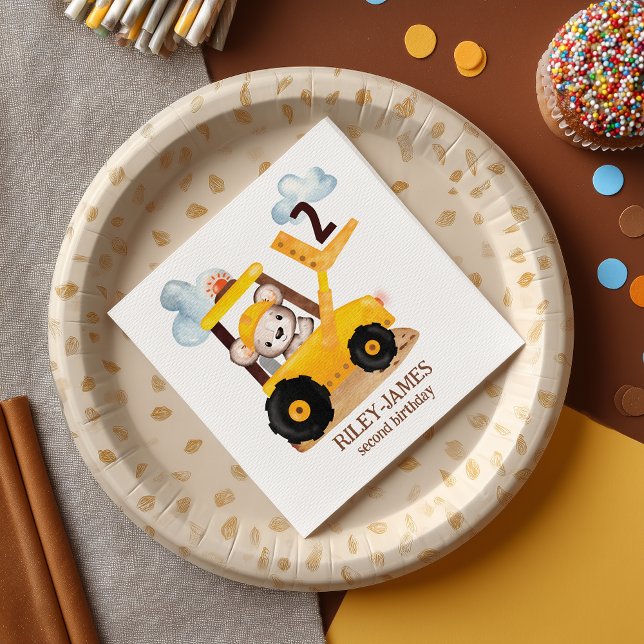 Servilleta De Papel Partido de Cumpleaños de la Construcción (Get ready to dig in and celebrate with our 'Under Construction' Birthday party napkins.)