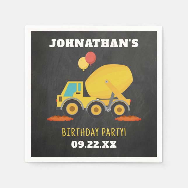 Servilleta De Papel Partido de Cumpleaños de la Construcción (Anverso)