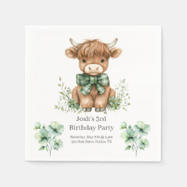 Servilleta De Papel Partido de Cumpleaños de la Vaca Verde de la Highl